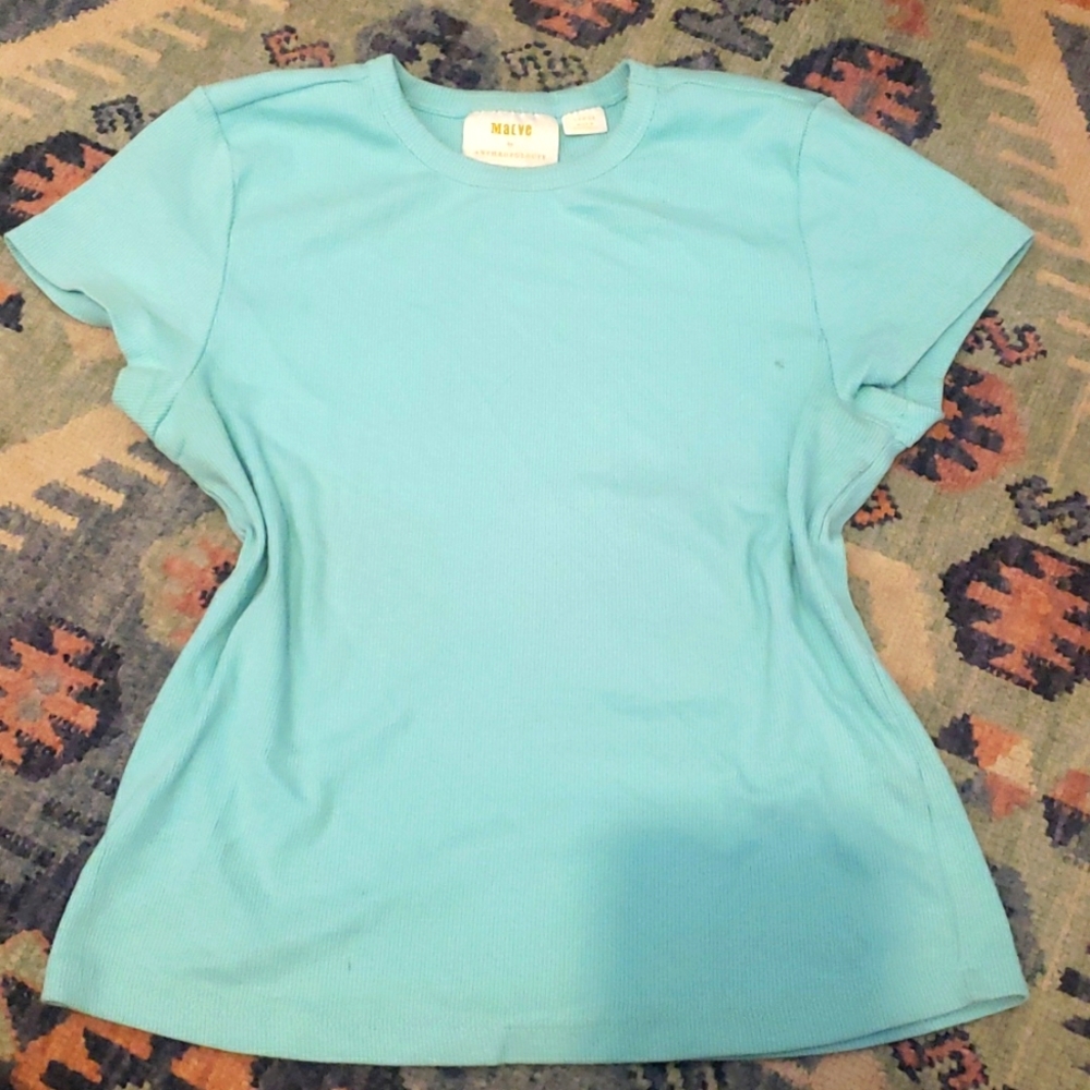 Anthropology blue baby tee size Large